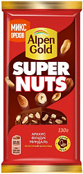 ШОКОЛАД МОЛ АЛЬПЕН ГОЛЬД СУПЕР НАТС С АРАХИС/ФУНДУК/МИНДАЛЬ 130ГР