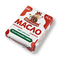 БЗМЖ МАСЛО ПЕСТРАВКА СЛИВОЧНОЕ КРЕСТЬЯНСКОЕ 72,5% 200ГР