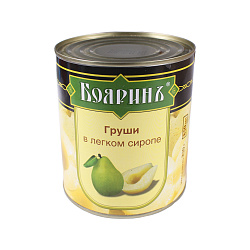 ГРУШИ ПОЛОВИНКИ В ЛЕГКОМ СИРОПЕ Ж/Б 850МЛ