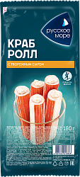 КРАБОВЫЕ ПАЛОЧКИ КРАБ-РОЛЛ РУССКОЕ МОРЕ С СЫРОМ ОХЛ 180ГР