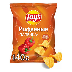 ЧИПСЫ ЛЭЙС 140ГР РИФЛЕНЫЕ С ПАПРИКОЙ