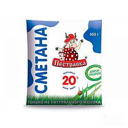 БЗМЖ СМЕТАНА ПЕСТРАВКА 20% 450ГР Ф/П