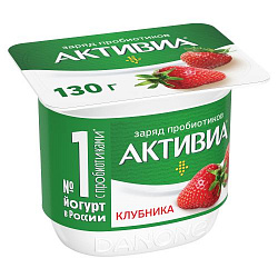 БЗМЖ ЙОГУРТ АКТИБИО 2,9% КЛУБНИКА 130ГР СТАК