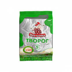 БЗМЖ ТВОРОГ ПЕСТРАВКА 5% 180ГР ФЛОУ-ПАК
