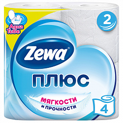 ТУАЛЕТНАЯ БУМАГА ЗЕВА ПЛЮС БЕЛАЯ 2СЛ 4РУЛ