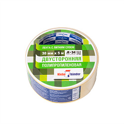 СКОТЧ ДВУСТОРОННИЙ 38ММ*5М ПОЛИПРОПИЛЕН
