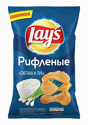ЧИПСЫ ЛЭЙС 140ГР СМЕТАНА И ЛУК РИФЛЕНЫЕ