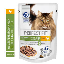 КОРМ ПЕРФЕКТ ФИТ ПАУЧ Д/ВЗРОС КОШ 7+ С КУРИЦЕЙ 75ГР