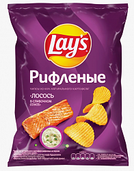 ЧИПСЫ ЛЭЙС 140ГР РИФЛЕНЫЕ ЛОСОСЬ В СЛИВ СОУСЕ