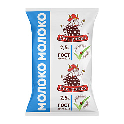 БЗМЖ МОЛОКО ПЕСТРАВКА 2,5% 900МЛ ТФА