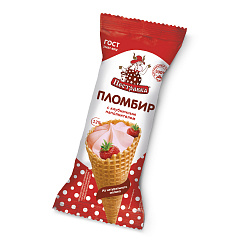 БЗМЖ МОРОЖЕНОЕ ПЕСТРАВКА РОЖОК ПЛ КЛУБНИКА 12% 120ГР