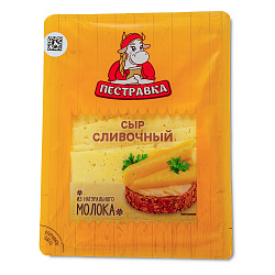 БЗМЖ СЫР ПЕСТРАВКА СЛИВОЧНЫЙ 50% НАРЕЗКА 125ГР