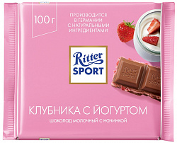 ШОКОЛАД РИТТЕР СПОРТ МОЛ С КЛУБ В НЕЖНОМ ЙОГУРТЕ 100ГР