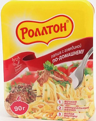 ЛАПША РОЛЛТОН ПО-ДОМАШНЕМУ С ГОВЯДИНОЙ ЛОТОК 90ГР