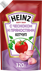 КЕТЧУП ХАЙНЦ С ЧЕСНОКОМ И ПРЯНОСТЯМИ 320ГР Д/П