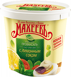 МАЙОНЕЗ МАХЕЕВ С ЛИМОННЫМ СОКОМ 50,5% 820МЛ ВЕДРО