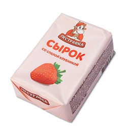 БЗМЖ СЫРОК ТВОРОЖНЫЙ ПЕСТРАВКА С КЛУБНИКОЙ 4.5% 100ГР КОРРЕКС