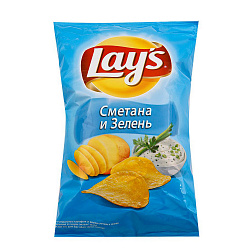 ЧИПСЫ ЛЭЙС 140ГР СМЕТАНА И ЗЕЛЕНЬ