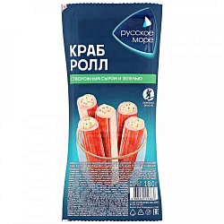 ПАЛОЧКА КРАБОВАЯ РУССКОЕ МОРЕ "КРАБ-РОЛЛ" С СЫРОМ И ЗЕЛЕНЬЮ ПАСТ.ОХЛ. 50Г