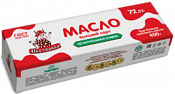 БЗМЖ МАСЛО ПЕСТРАВКА СЛИВОЧНОЕ КРЕСТЬЯНСКОЕ 72,5% 400ГР