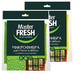 САЛФЕТКА ДЛЯ СТЕКОЛ/ЗЕРКАЛ МАСТЕР ФРЕШ МИКРОФИБРА 30*30СМ
