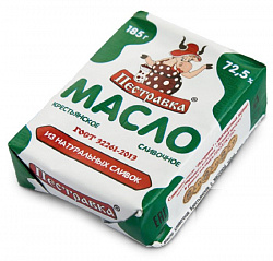 БЗМЖ МАСЛО ПЕСТРАВКА СЛИВОЧНОЕ КРЕСТЬЯНСКОЕ 72,5% 185ГР