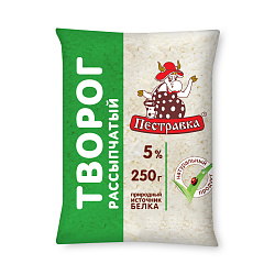 БЗМЖ ТВОРОГ ПЕСТРАВКА 5% 250ГР ПАКЕТ