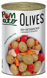 ОЛИВКИ ПО-ИСПАНСКИ С ОВОЩАМИ И СПЕЦИЯМИ POMATO 300 Г
