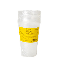 СТАКАН ПРОЗРАЧНЫЙ 200МЛ 12ШТ