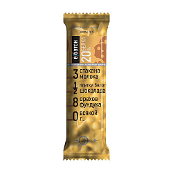 БАТОНЧИК ПРОТЕИНОВЫЙ Ё БАТОН В БЕЛОЙ ГЛАЗ. СО ВКУСОМ ПЕЧЕНЬЯ И ЦЕЛ.ЛЕСНЫМ ОРЕХОМ 40ГР