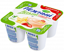 БЗМЖ ЙОГУРТ НЕЖНЫЙ ЛЕГКИЙ С СОКОМ БАНАН КЛУБНИКА 0,1% 95ГР