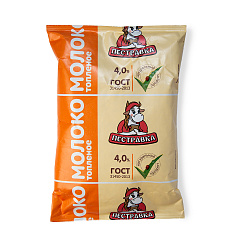 БЗМЖ МОЛОКО ПЕСТРАВКА ТОПЛЕНОЕ 4% 900ГР ТФА