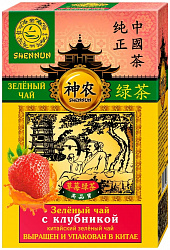 ЧАЙ ШЕННУН ЗЕЛЕНЫЙ КРУПНОЛИСТОВОЙ С КЛУБНИКОЙ 100ГР