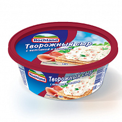 БЗМЖ СЫР ХОХЛАНД ТВОРОЖНЫЙ 140ГР ВАН С ВЕТЧИНОЙ И ЗЕЛЕНЬЮ