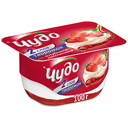 БЗМЖ ТВОРОЖОК ЧУДО КЛУБНИКА/ЗЕМЛЯНИКА 4% 100ГР