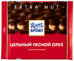 ШОКОЛАД РИТТЕР СПОРТ ТЕМ ЦЕЛЬНЫЙ ЛЕС ОРЕХ 100ГР
