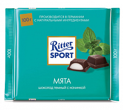 ШОКОЛАД РИТТЕР СПОРТ ТЕМ. С МЯТНОЙ НАЧИНКОЙ100ГР