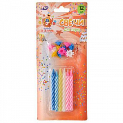 СВЕЧИ ДЛЯ ТОРТА "ЦВЕТНЫЕ" С ПОДСТ.6СМ 24ШТ.