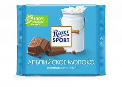 ШОКОЛАД РИТТЕР СПОРТ МОЛ С АЛЬП МОЛОКОМ И НАЧ ИЗ ШОК МУССА 100ГР
