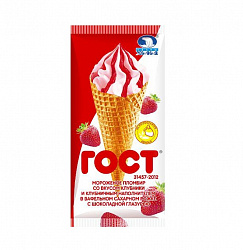 БЗМЖ МОРОЖЕНОЕ НЧ ГОСТ РОЖОК ПЛОМБИР КЛУБНИЧНЫЙ 110ГР