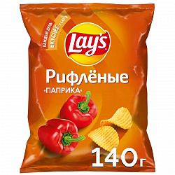 ЧИПСЫ ЛЭЙС 140ГР РИФЛЕНЫЕ С ПАПРИКОЙ