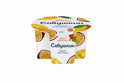 БЗМЖ ТВОРОГ ЗЕРНЕНЫЙ 101 ЗЕРНО+СЛИВКИ САВУШКИН МАНГО МАРАКУЙЯ 5% 130ГР