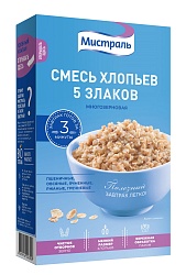 ХЛОПЬЯ 5 ЗЛАКОВ МИСТРАЛЬ 400ГР