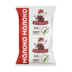 БЗМЖ МОЛОКО ПЕСТРАВКА 3,2% 900МЛ ТФА