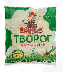 БЗМЖ ТВОРОГ ПЕСТРАВКА 5% 450ГР ПАКЕТ