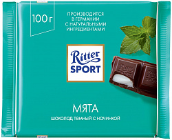 ШОКОЛАД РИТТЕР СПОРТ ТЕМ. С МЯТНОЙ НАЧИНКОЙ100ГР